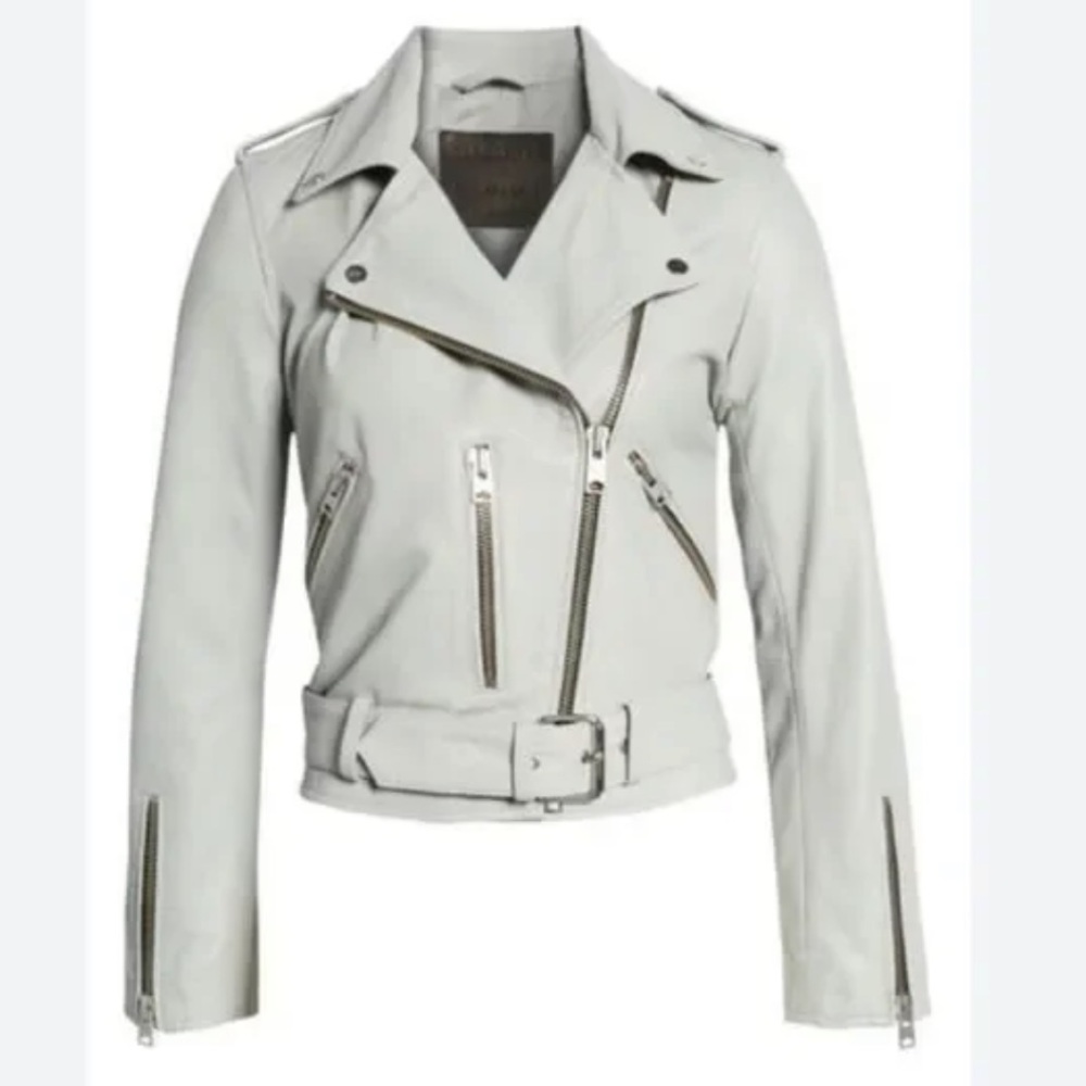 Allsaint Balfern Leather Jacket in Cloud Burst worn once! In perfect condition.